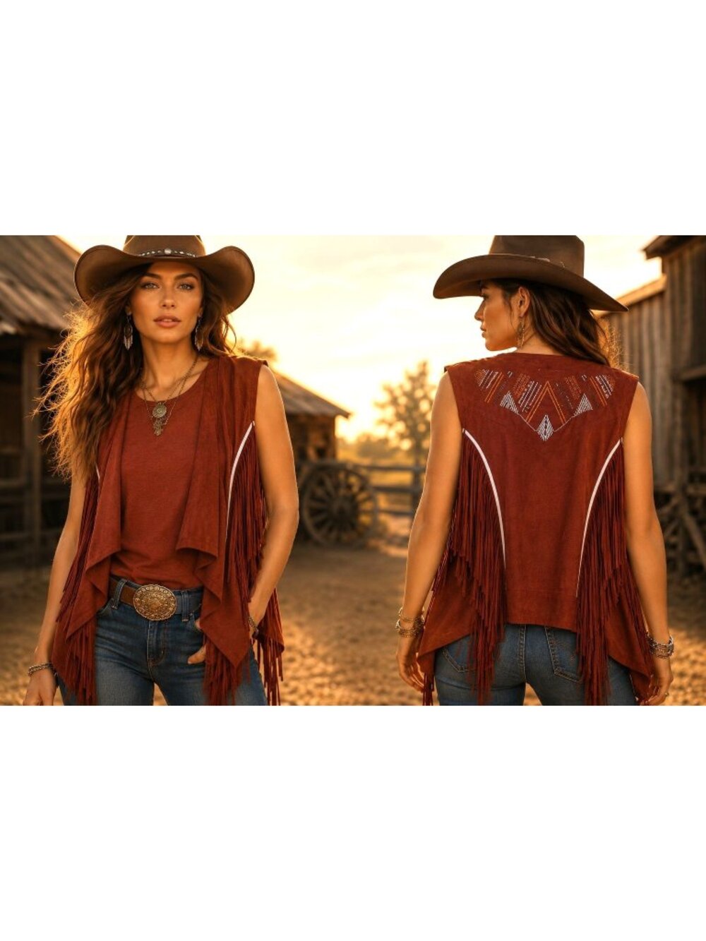 Shyanne XXL Suede Like Vest Embroidery Country Western Festival Cowboy Ranch - Picture 1 of 6